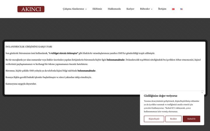 Ekraanipilt saidist akincilaw.com