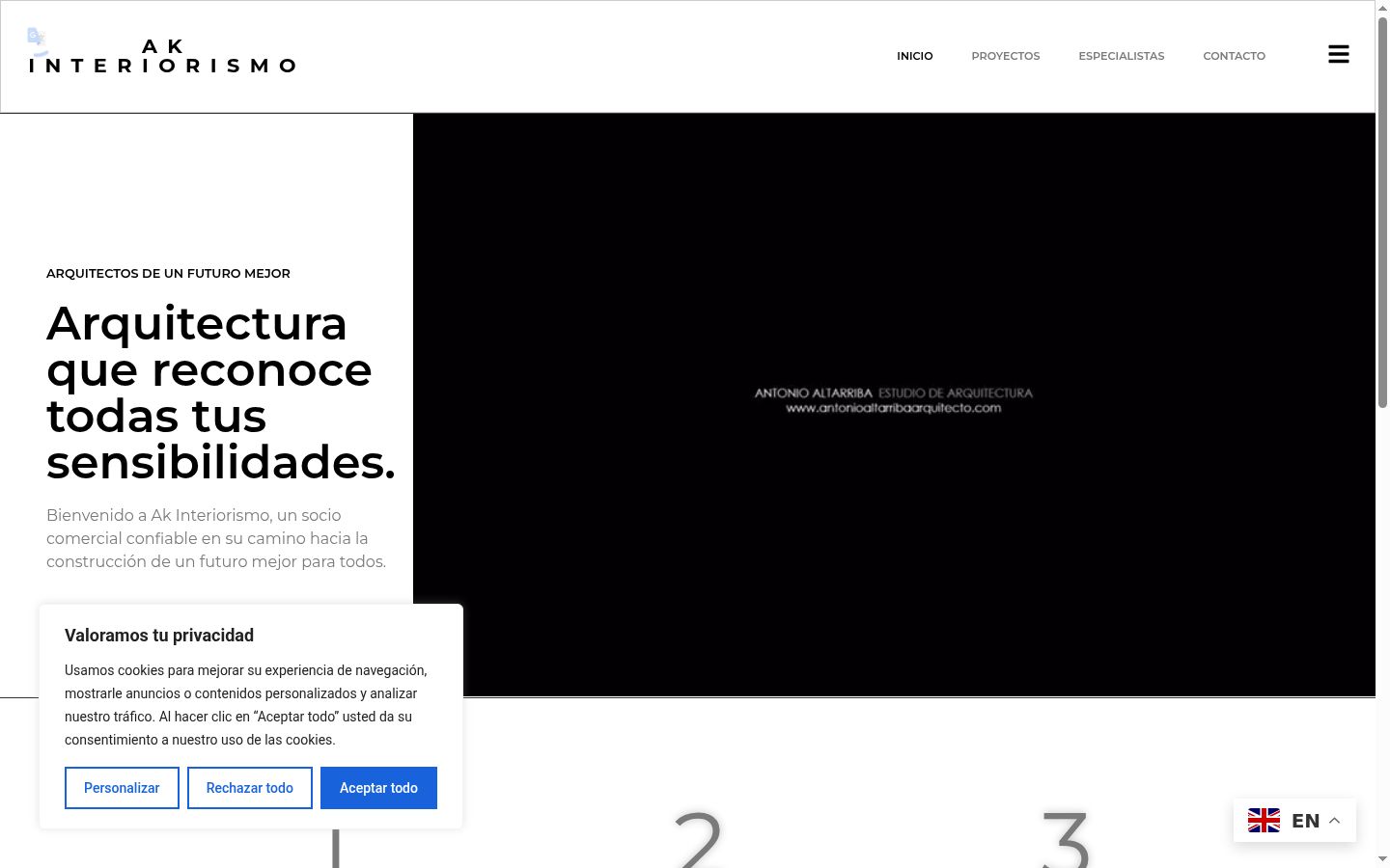Captura de pantalla del banner de consentimiento mostrado antes de cualquier interacción