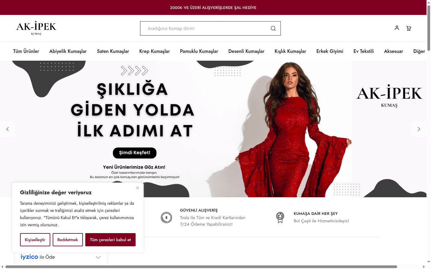 Screenshot del banner di consenso mostrato prima di qualsiasi interazione