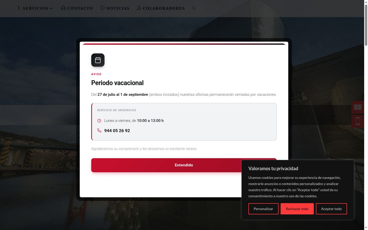 Screenshot des Einwilligungsbanners vor jeglicher Interaktion