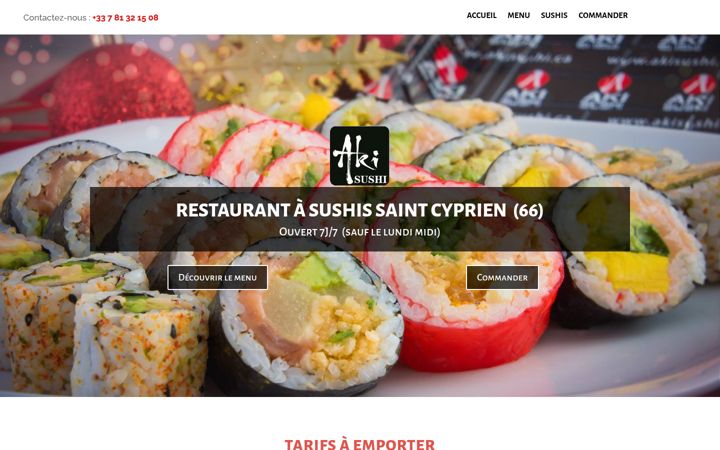 Екранна снимка на akisushi.fr