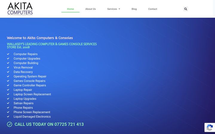 Captura de ecrã de akitacomputers.com