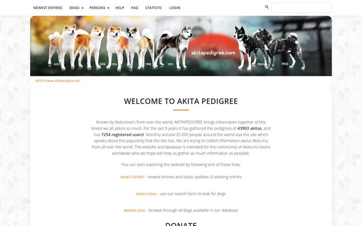 Screenshot of akitapedigree.com