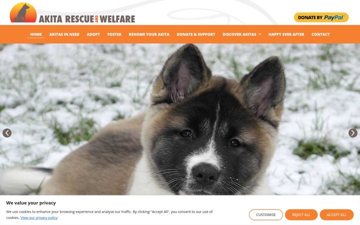 Screenshot of akitarescue.org.uk