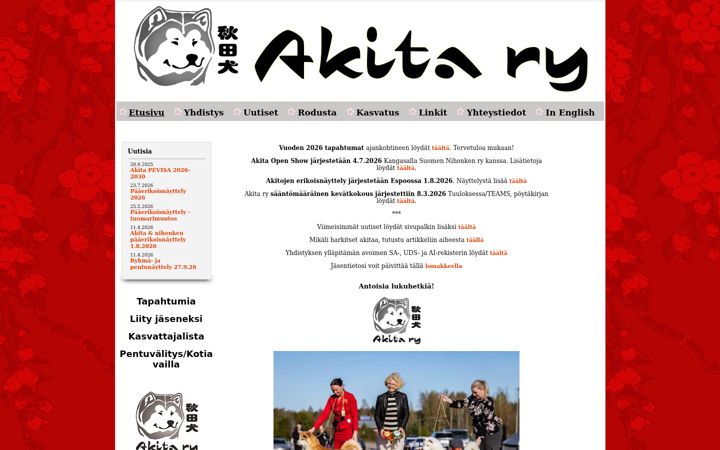 Captura de pantalla de akitayhdistys.fi