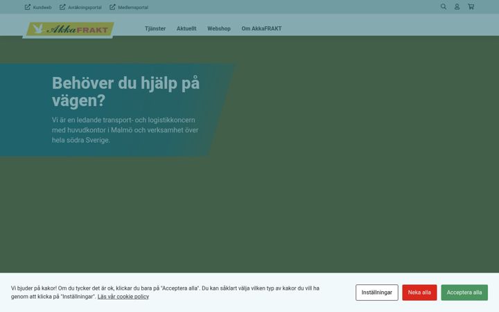 Screenshot of akkafrakt.se