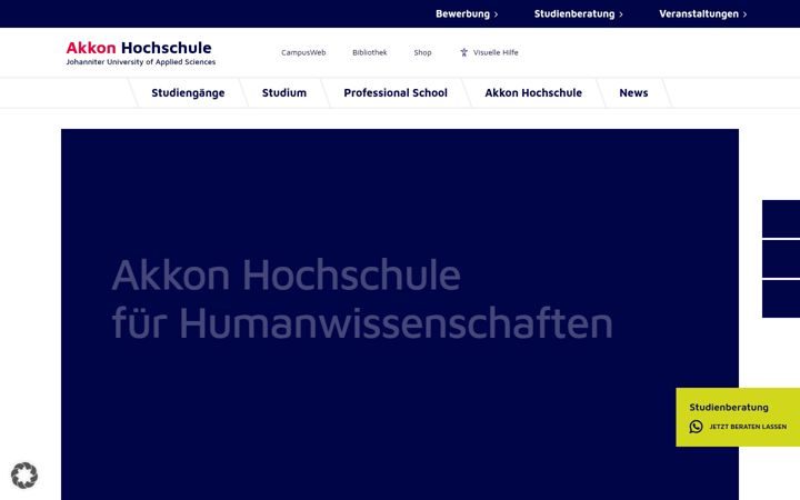 Snimka zaslona za akkon-hochschule.de