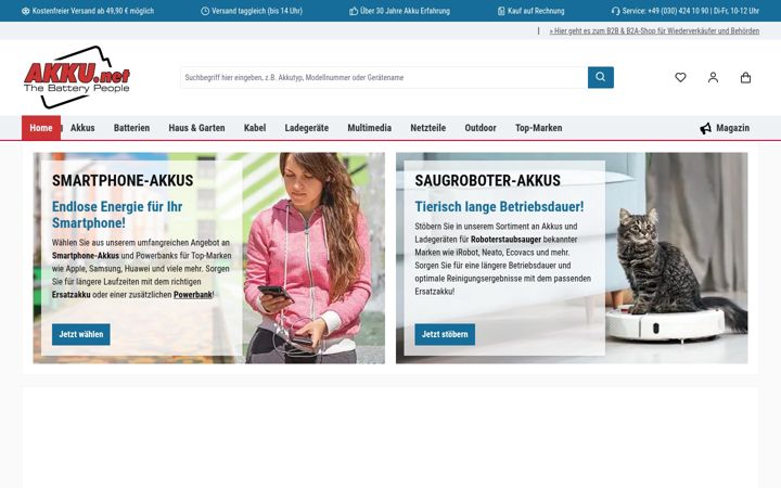 Kuvakaappaus sivustosta akku.net