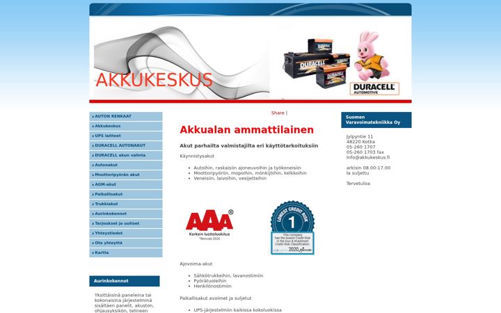 Screenshot of akkukeskus.fi