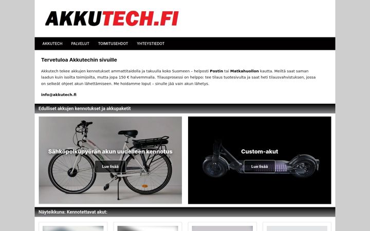 Screenshot ta' akkutech.fi