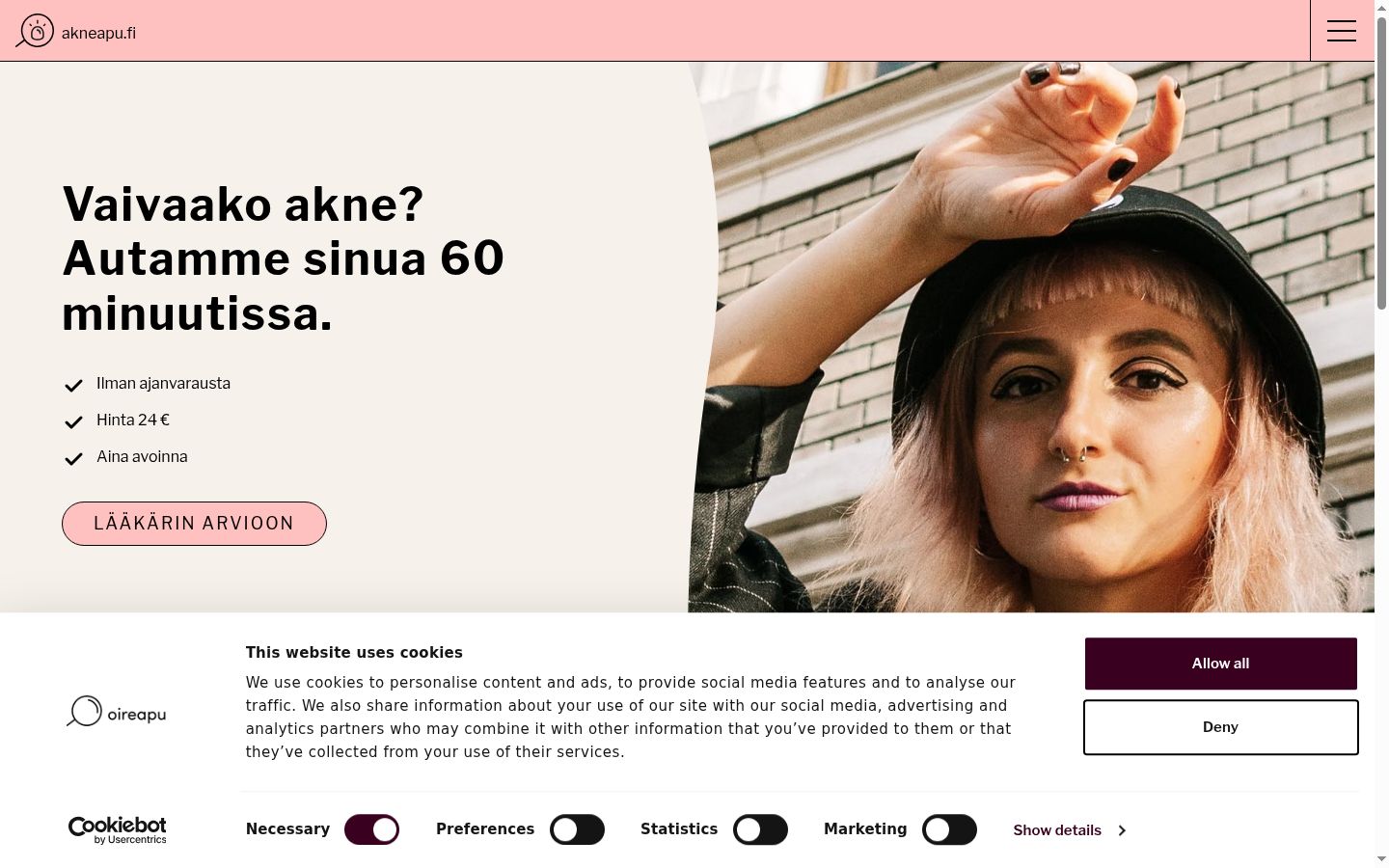 Screenshot of the consent banner shown before any interaction
