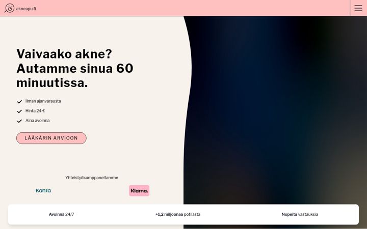 Screenshot of akneapu.fi