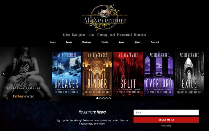 Screenshot of aknevermore.com
