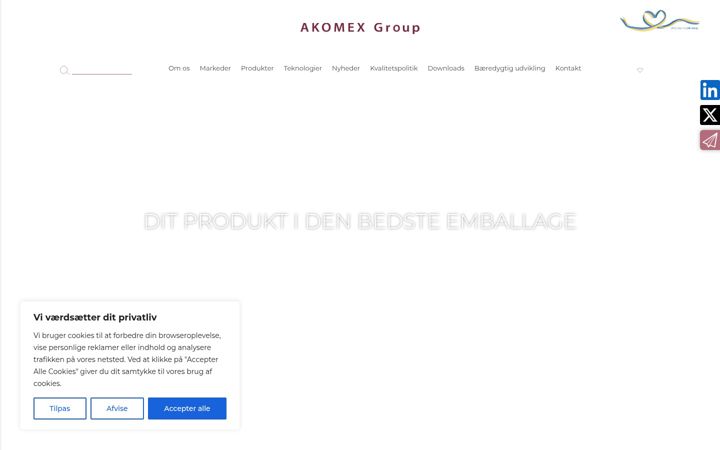 Snímek obrazovky akomex.dk