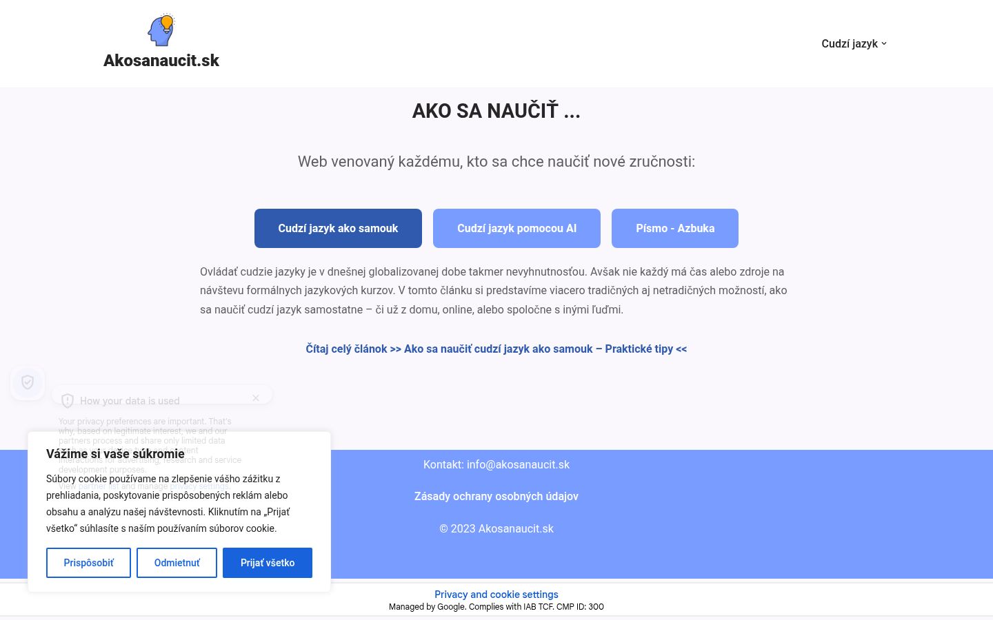 Screenshot of the consent banner shown before any interaction