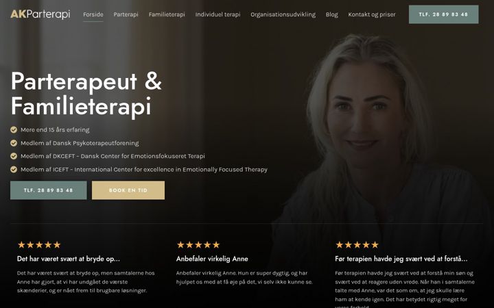 Snímek obrazovky akparterapi.dk