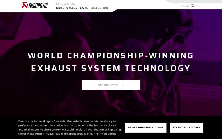 Screenshot of akrapovic.com