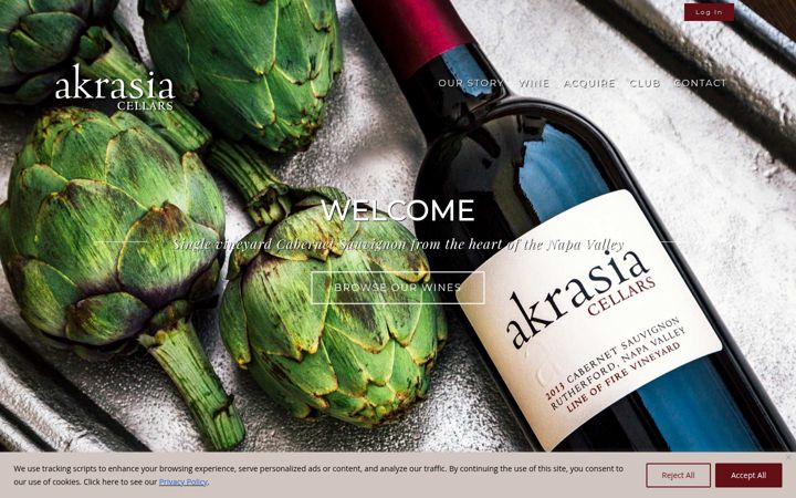 Screenshot of akrasiacellars.com