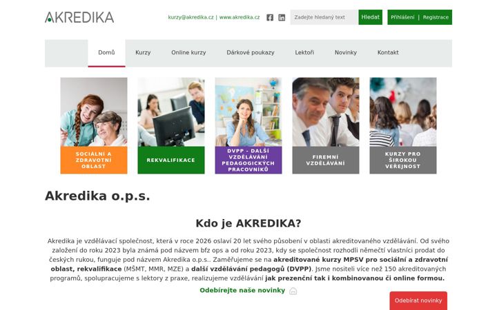 Screenshot stránky akredika.cz