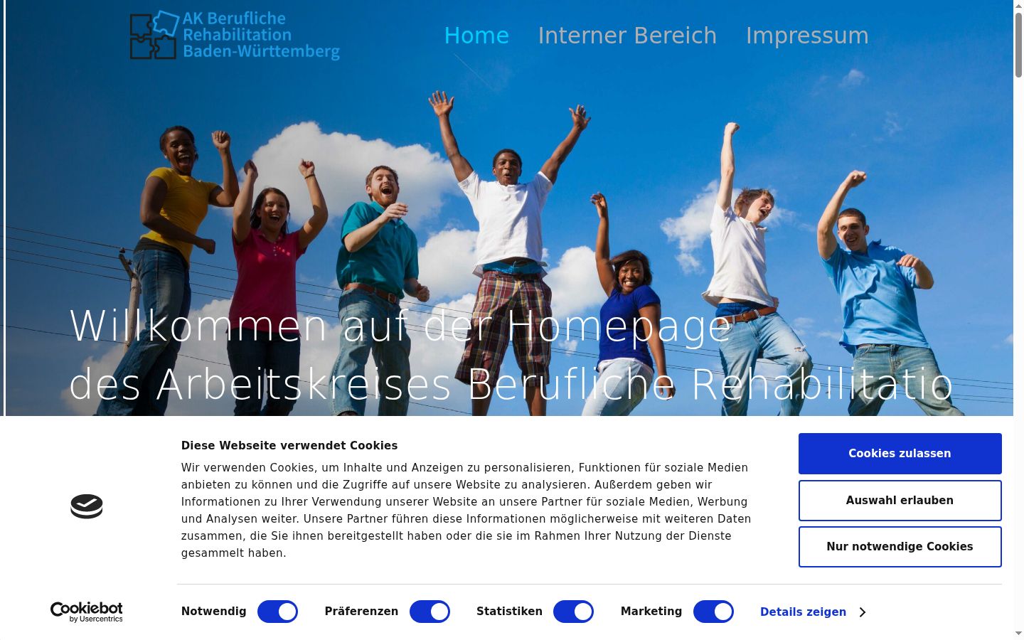 Screenshot des Einwilligungsbanners vor jeglicher Interaktion