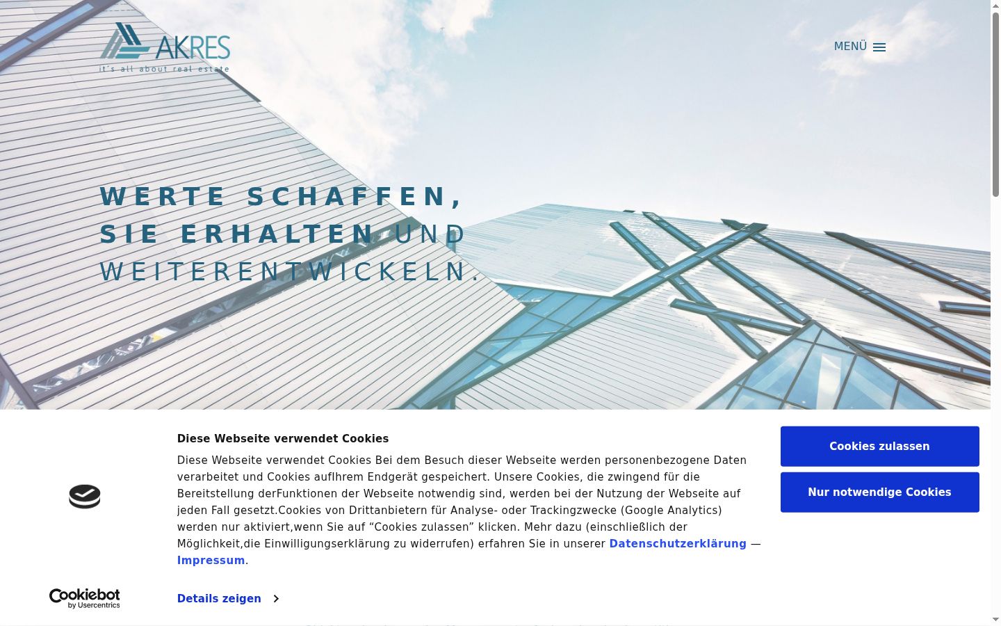 Screenshot des Einwilligungsbanners vor jeglicher Interaktion