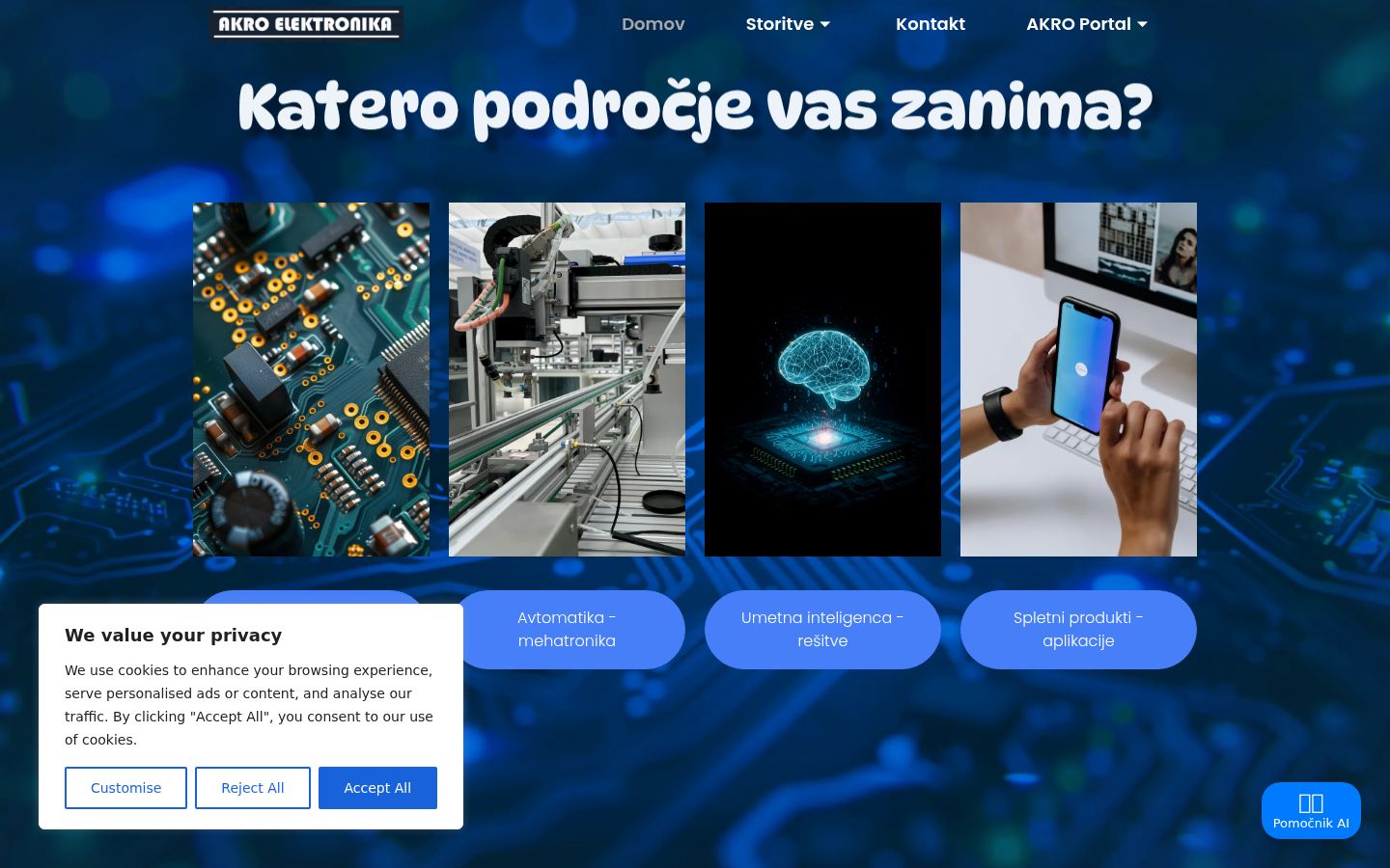 Posnetek zaslona pasice za privolitev, prikazane pred kakršno koli interakcijo