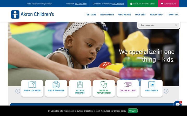 Screenshot of akronchildrens.org