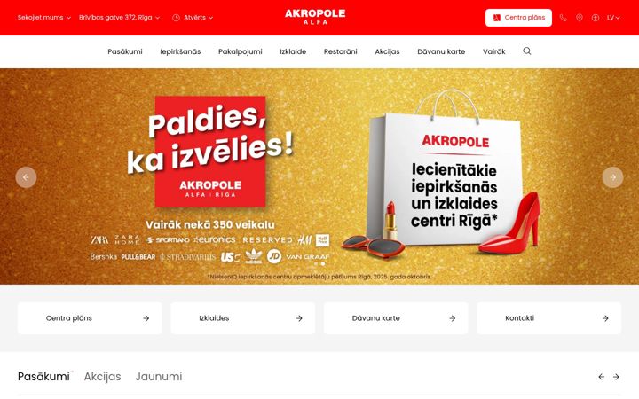 Kuvakaappaus sivustosta akropolealfa.lv