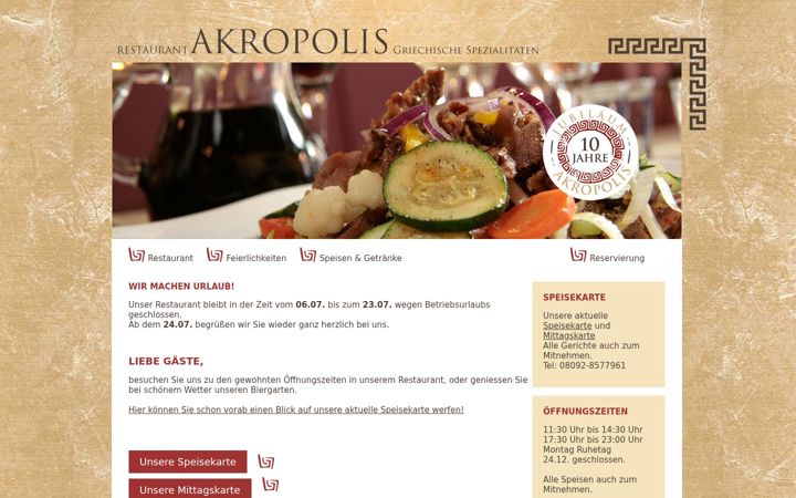 Kuvakaappaus sivustosta akropolis-ebersberg.de
