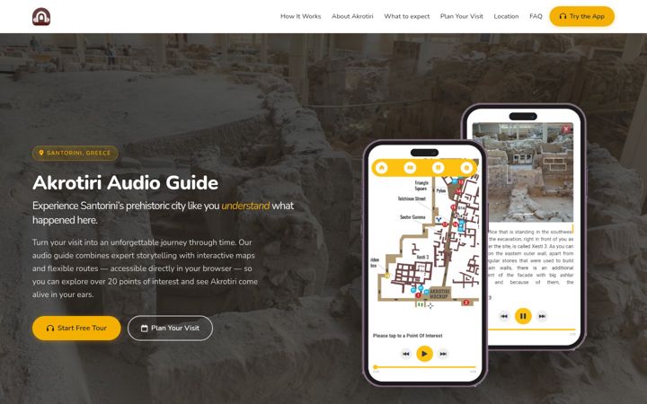 Screenshot of akrotiriaudioguide.com