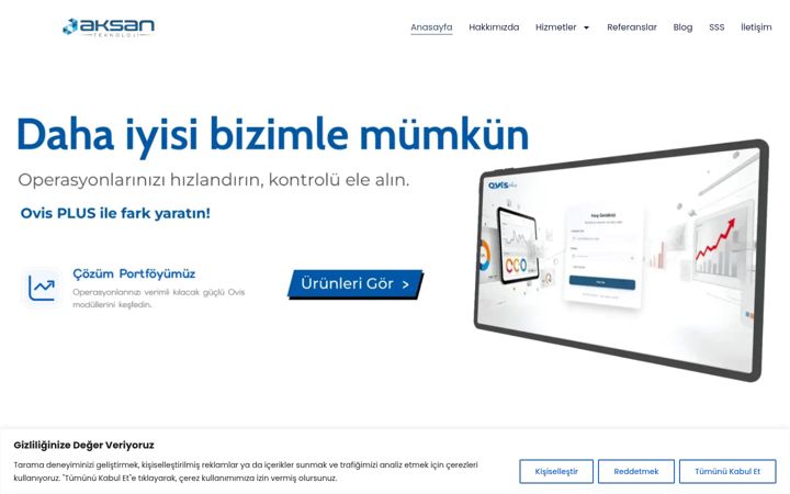Skärmbild av aksanyazilim.com