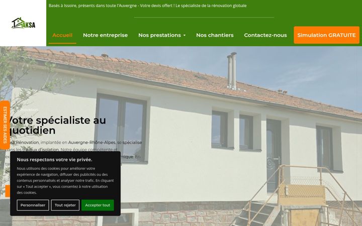 Screenshot of aksarenovation.fr
