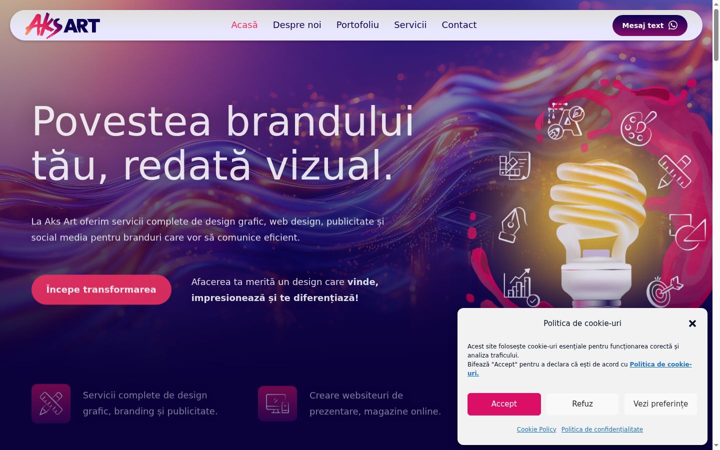 Snímek obrazovky baneru souhlasu zobrazeného před jakoukoli interakcí