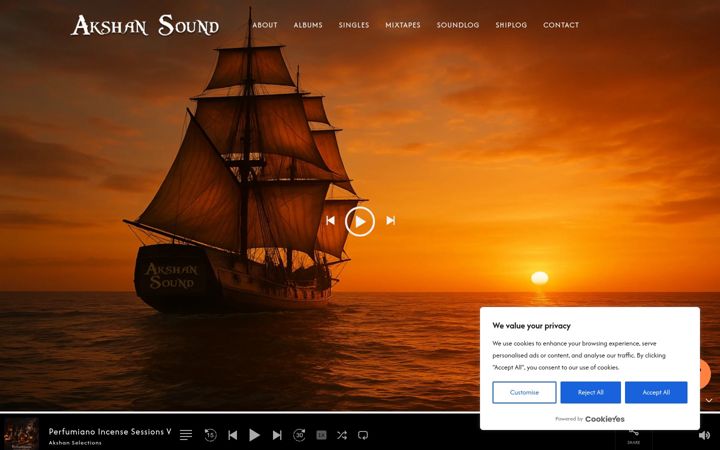 Skärmbild av akshansound.com