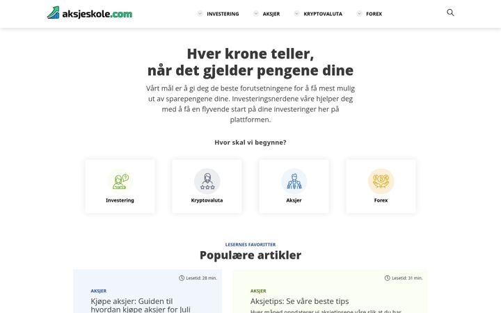Screenshot stránky aksjeskole.com