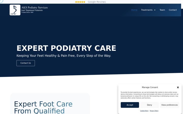 Screenshot of akspodiatry.co.uk