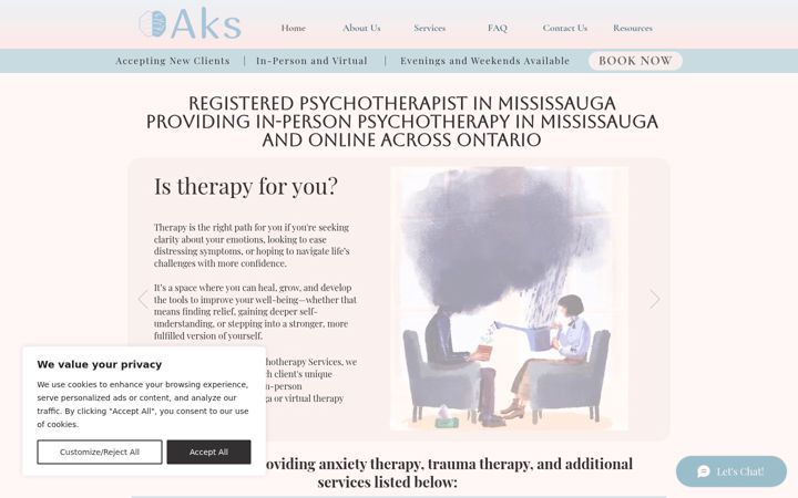 Skærmbillede af akstherapy.ca