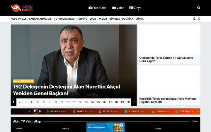 Screenshot von aksutvhaber.net