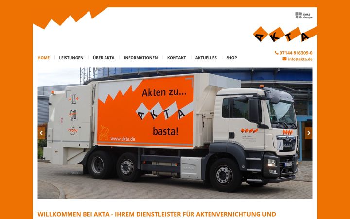 Screenshot von akta.de
