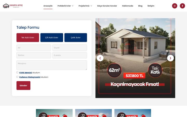 Screenshot of aktasprefabrikev.com