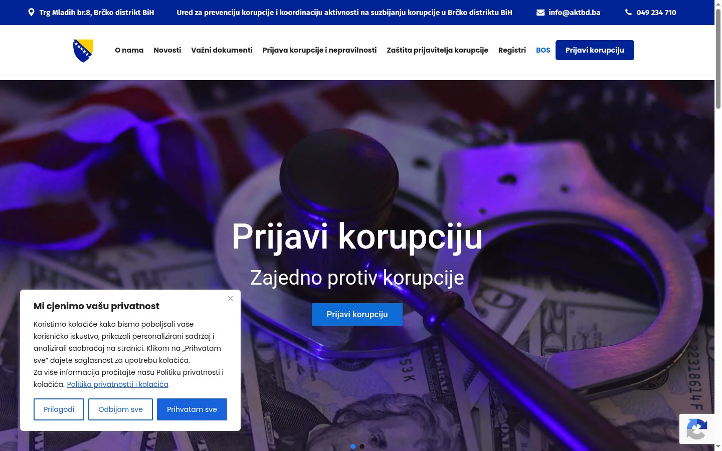Screenshot des Einwilligungsbanners vor jeglicher Interaktion