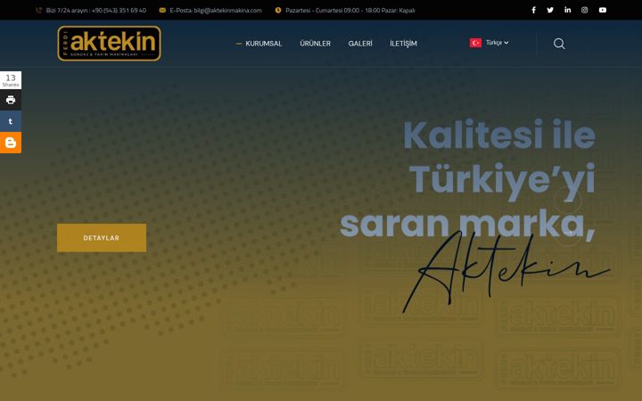 Screenshot of aktekinmakina.com
