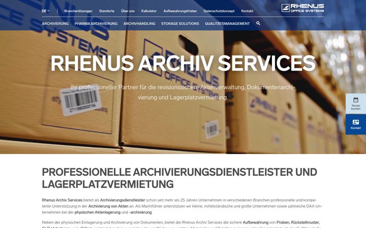 Captura de ecrã de aktenarchivierung.de