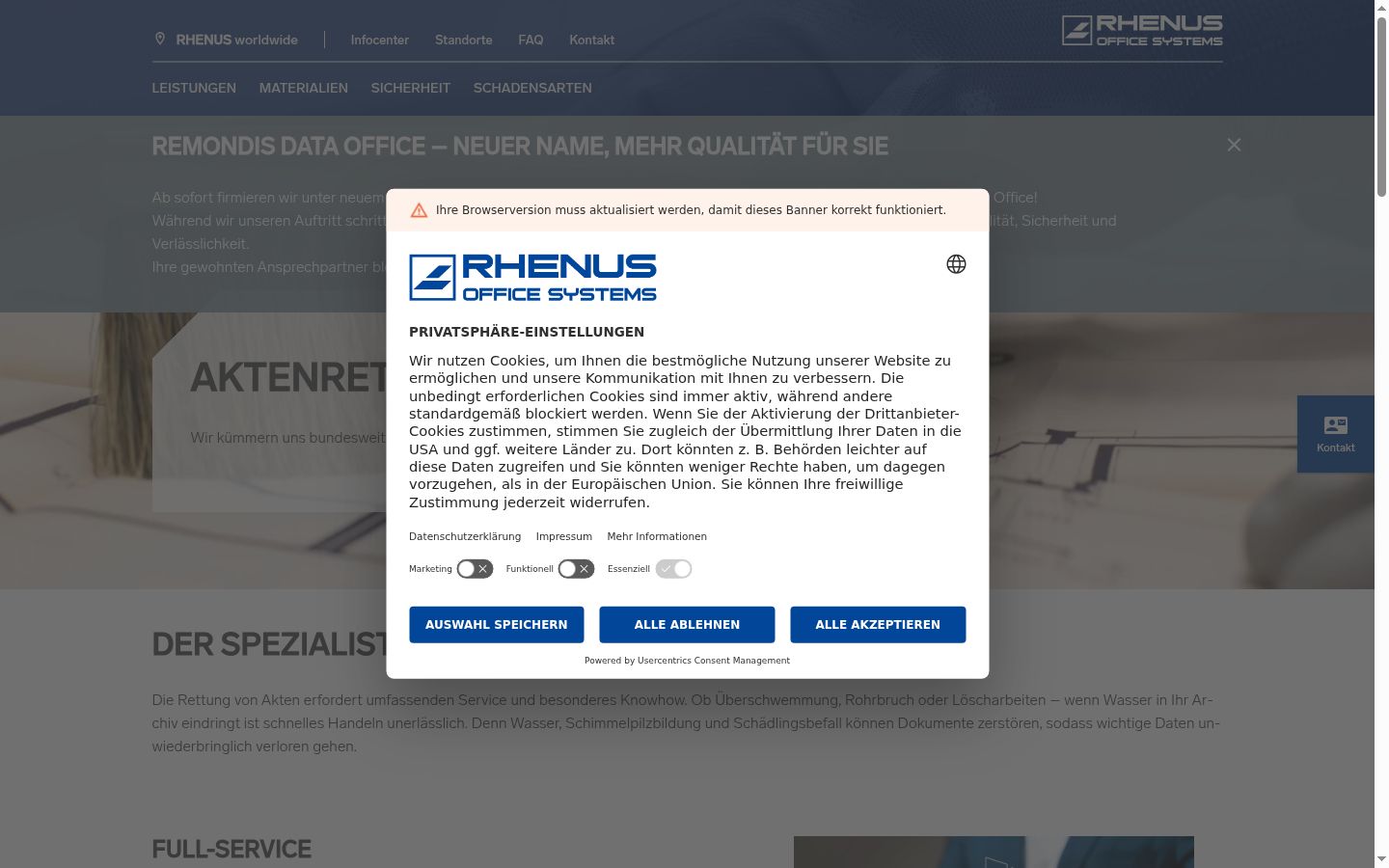 Captura de ecrã do banner de consentimento apresentado antes de qualquer interação