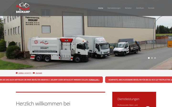 Captura de ecrã de aktenvernichtung-brokamp.de
