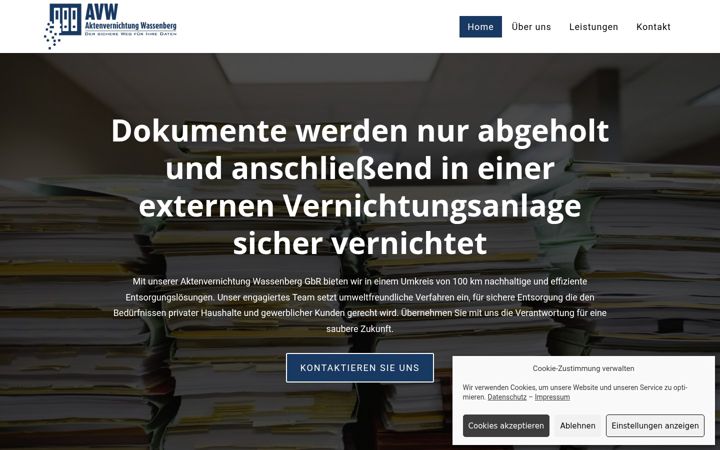 Captura de ecrã de aktenvernichtung-wassenberg.de