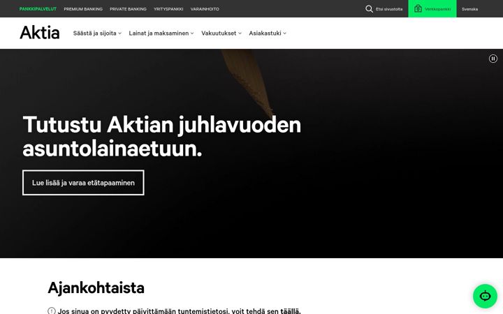 Screenshot of aktia.fi