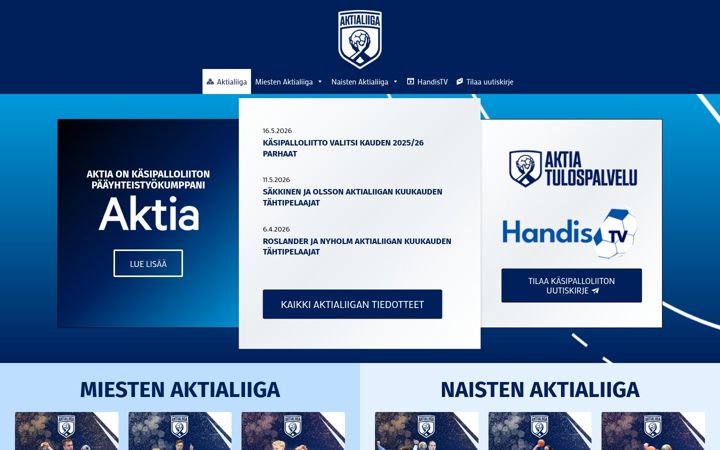 Skjámynd af aktialiiga.fi