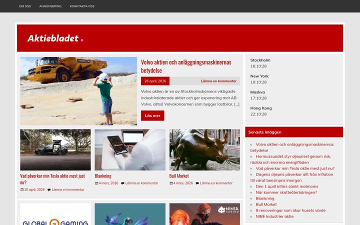 Screenshot of aktiebladet.se