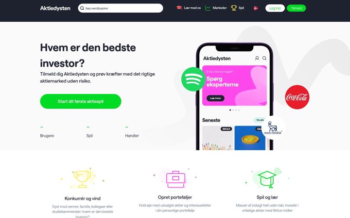 Screenshot of aktiedysten.dk